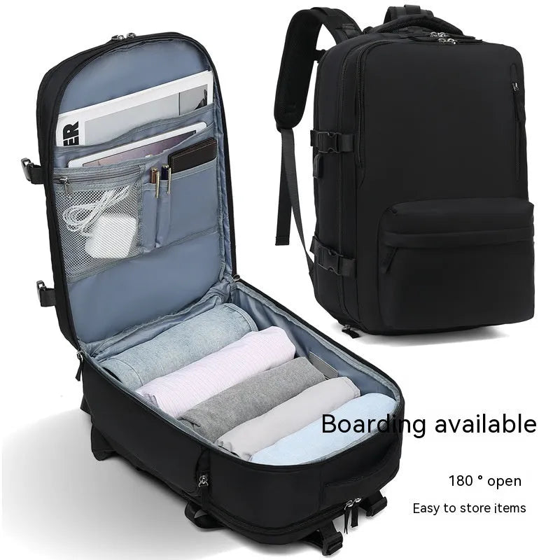 Waterproof nylon mummy travel backpack in a choice of colours including black, mint green, and pink.