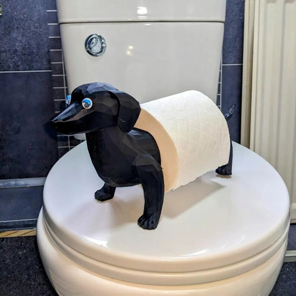 Creative animal dog-shaped tissue holder in solid colour, 8cm x 10.5cm, on a desk