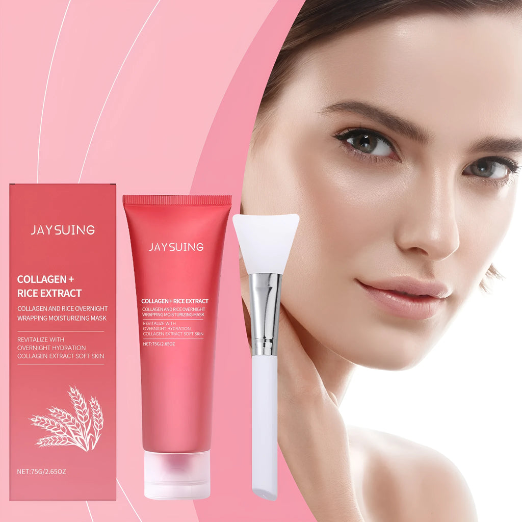 Glowing Skin Rejuvenation Collagen Facial Mask with brush and 75g label