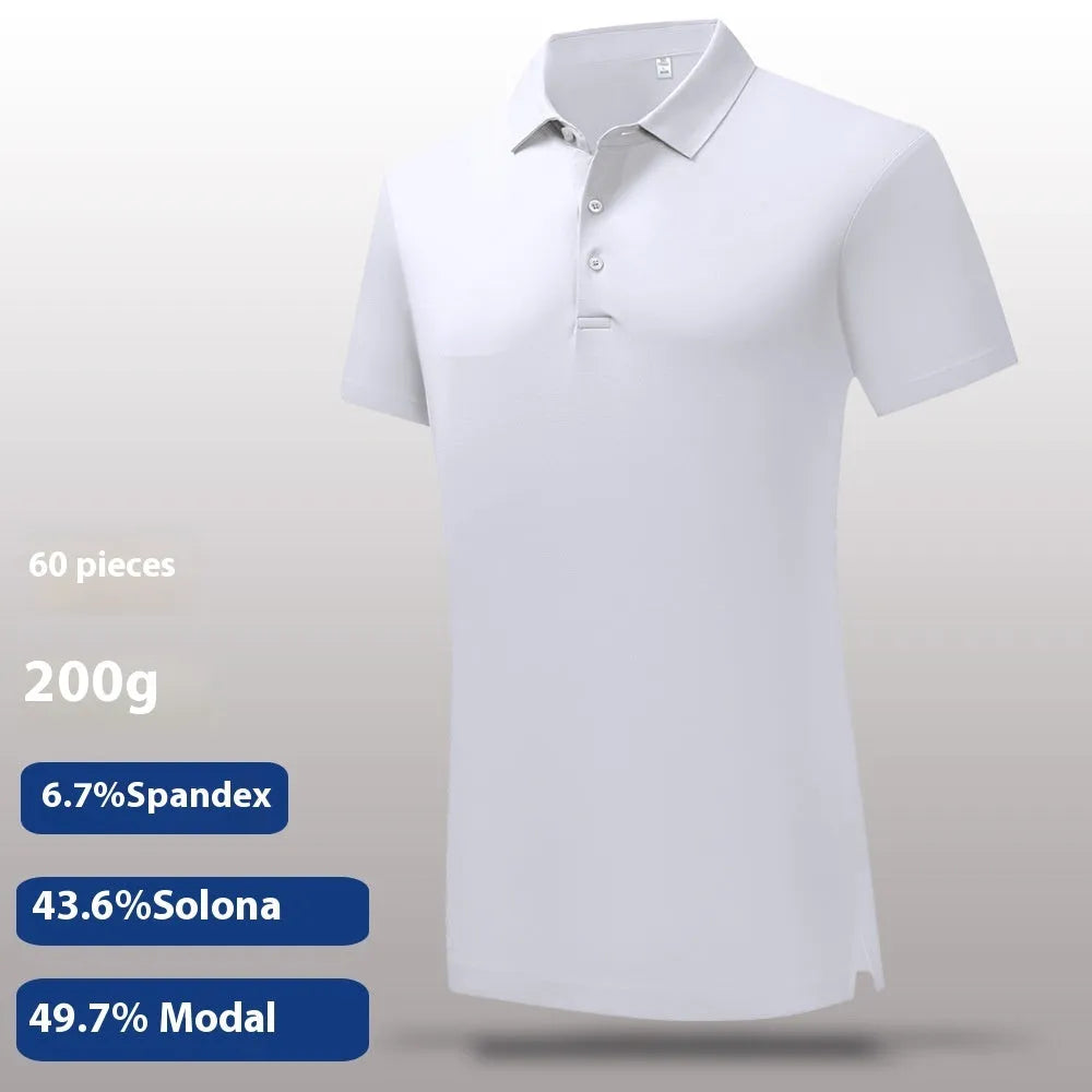 60 Lanjing Modal Lapel Polo Shirt men short sleeve business summer top