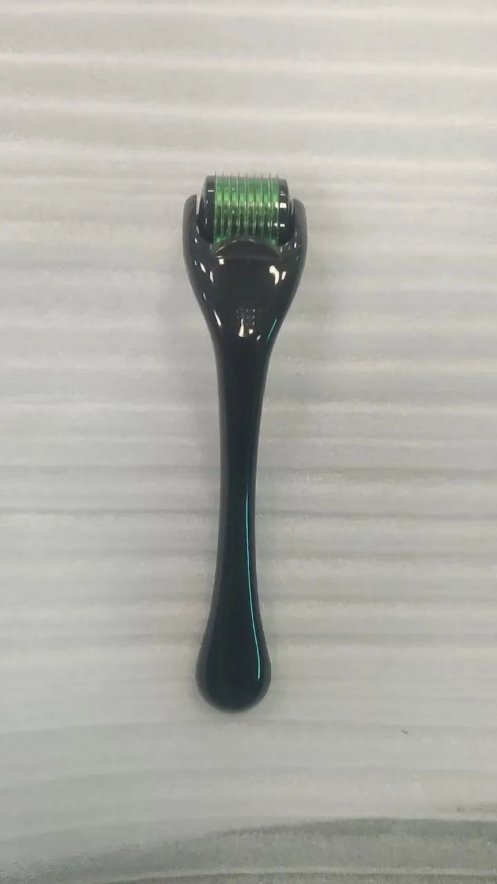 540 micro needle mechanical derma roller with black handle and coloured wheel options