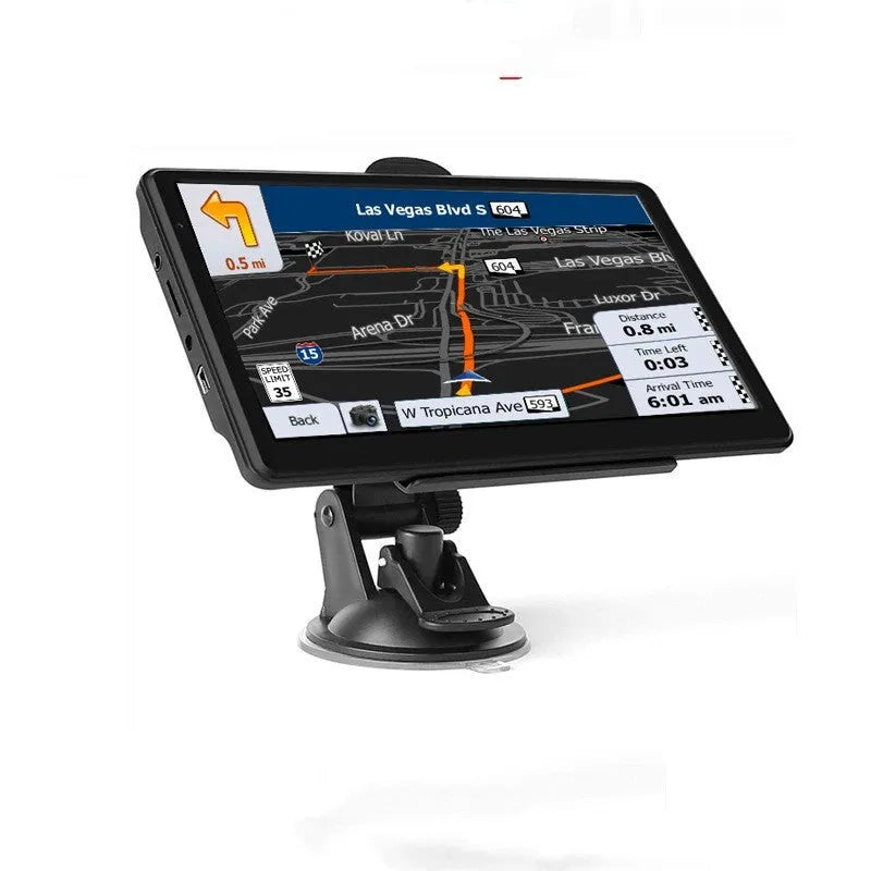 7 inch car GPS navigation device with touch screen display mounted in vehicle