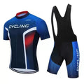 Summer cycling jersey set showing top and pants for men and women road and mountain biking