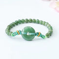 Natural emerald oil green jade safety buckle bracelet with star pattern measuring 6mm width