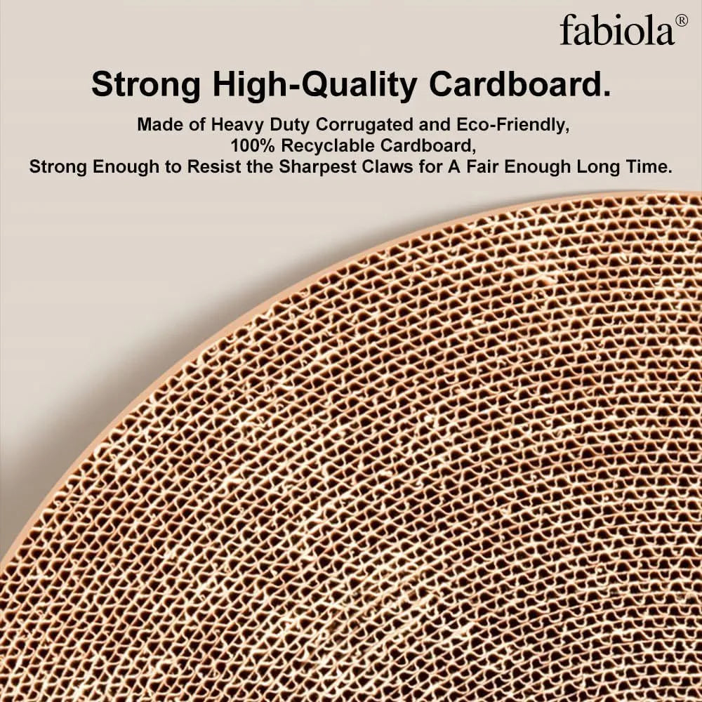 Large circular cat scratching board with moving ball toys and replaceable cardboard core