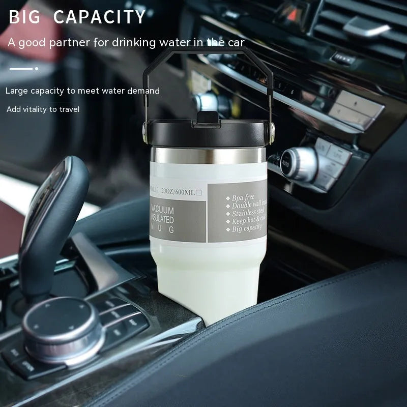 30oz stainless steel insulated travel cup with handle and sliding lid in multiple colour options