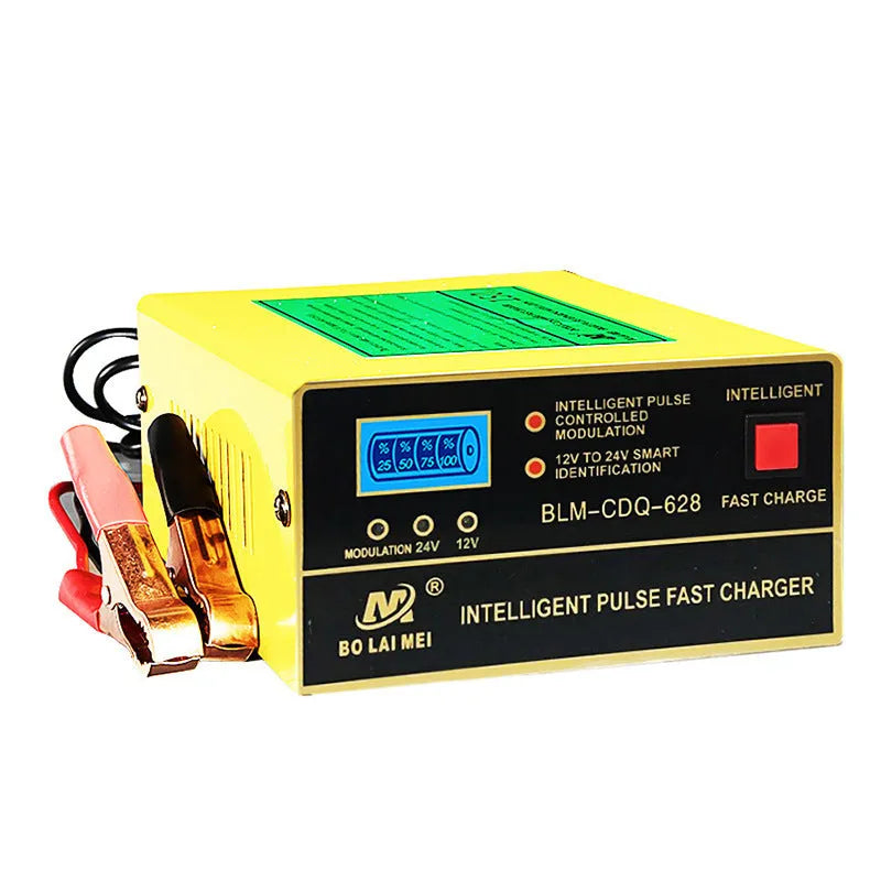 BT 168 model car battery charger with American plug for 12V and 24V lead acid batteries
