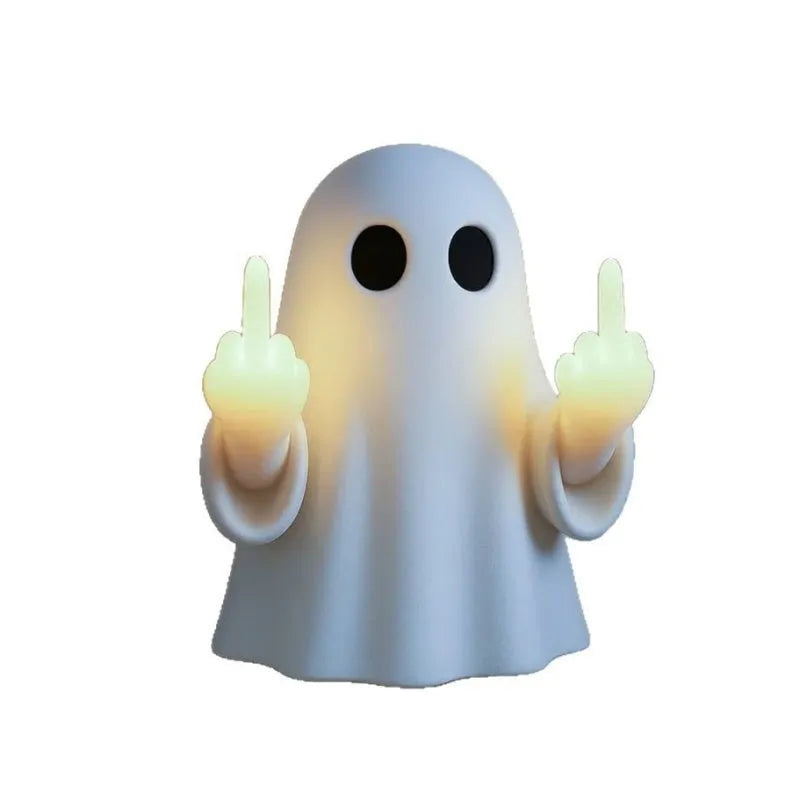 White plastic ghost statue night lamp with cute design measuring 19.85 cm tall for Halloween decoration