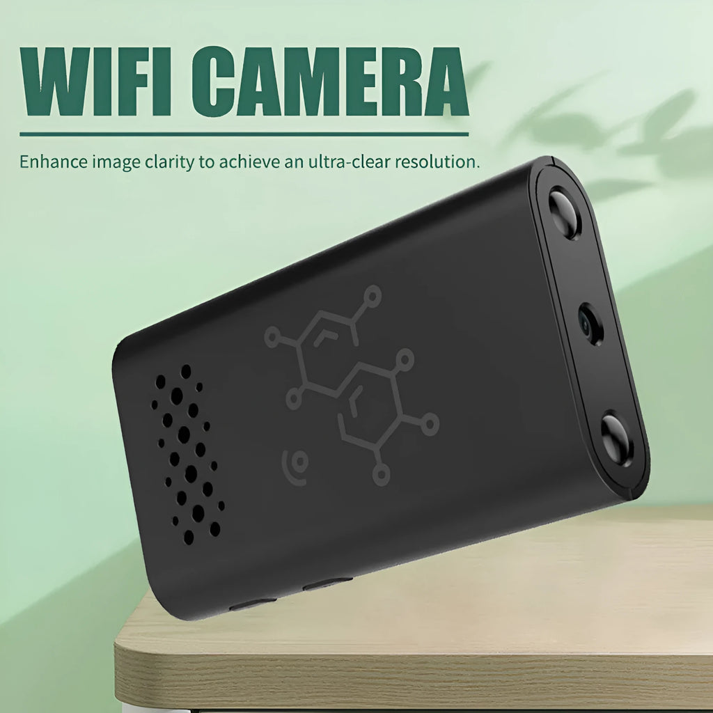 Black smart security camera with WiFi connectivity for 1080p HD indoor monitoring