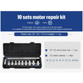 Socket ratchet wrench set with chromium vanadium steel tools and a reversible ratchet handle.