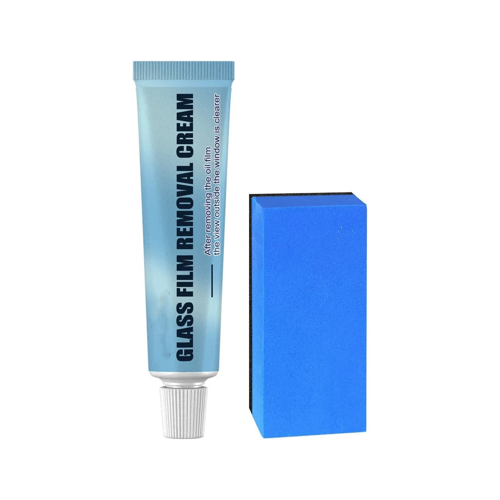 Blue car glass oil film remover bar and soft sponge applicator for decontaminating windshields