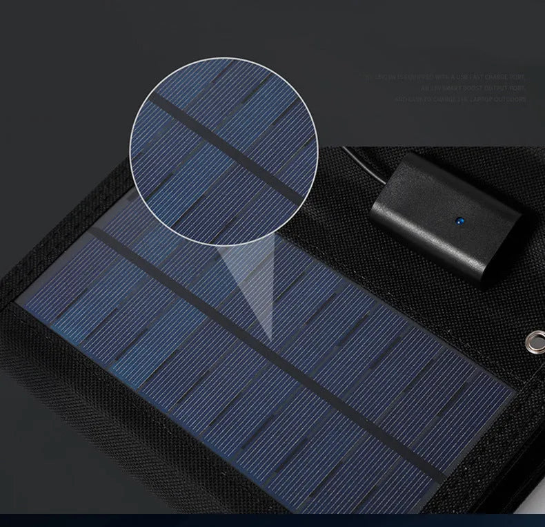 30W solar charging board folding bag portable USB panel with carabiner clips for outdoor camping