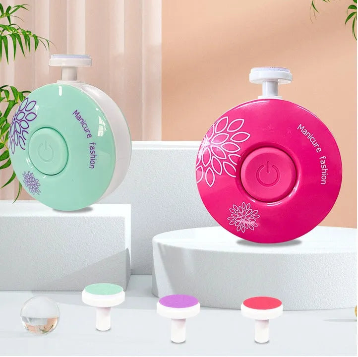 Red and green baby electric nail polisher set for newborn nail care with ABS plastic construction