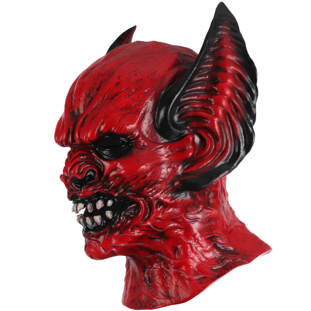 Red bat head cover horror mask for Halloween dress up and costume parties