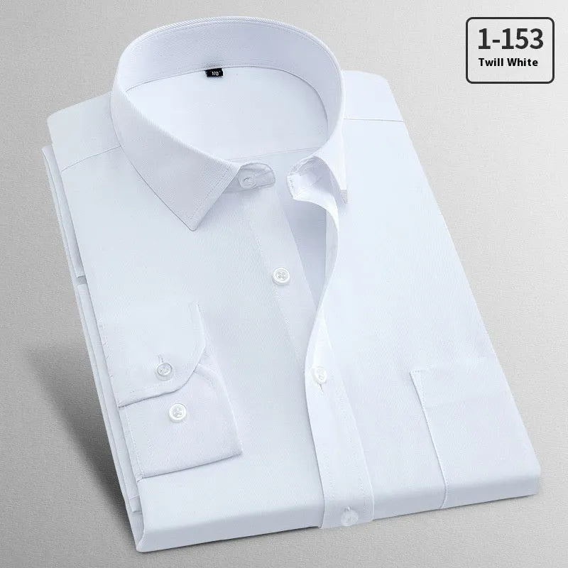 Men's long-sleeved linen business shirt in pink diagonal or red plain colours for spring casual wear
