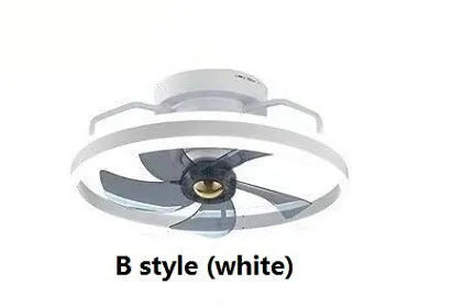 Modern simple ceiling fan with integrated light fixture showing 500mm diameter and acrylic lampshade