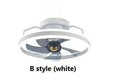 Modern simple ceiling fan with integrated light fixture showing 500mm diameter and acrylic lampshade