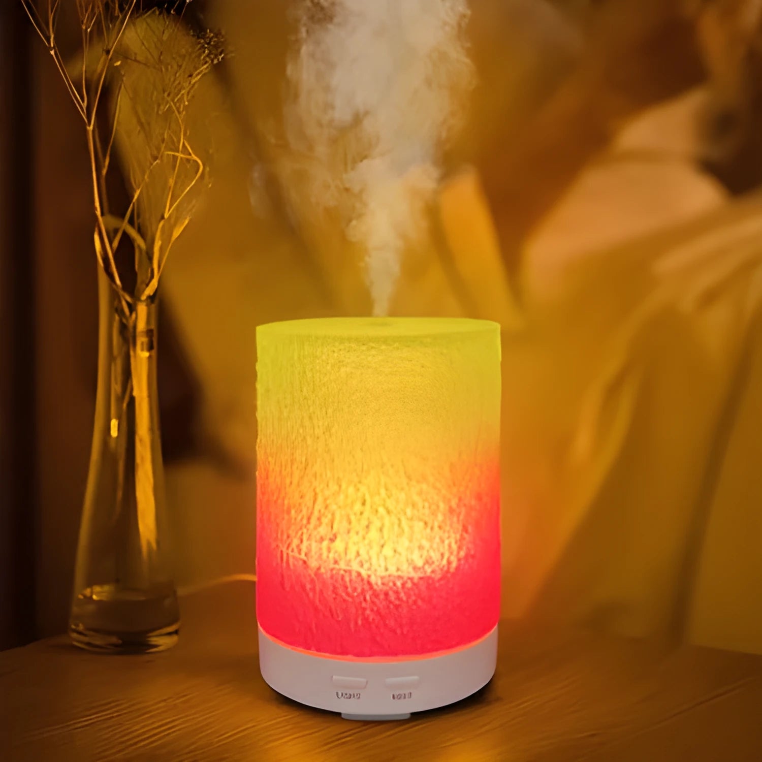 Electric humidifier for baby bedside with aromatherapy and ambient light, ABS resin body, red and green colour option