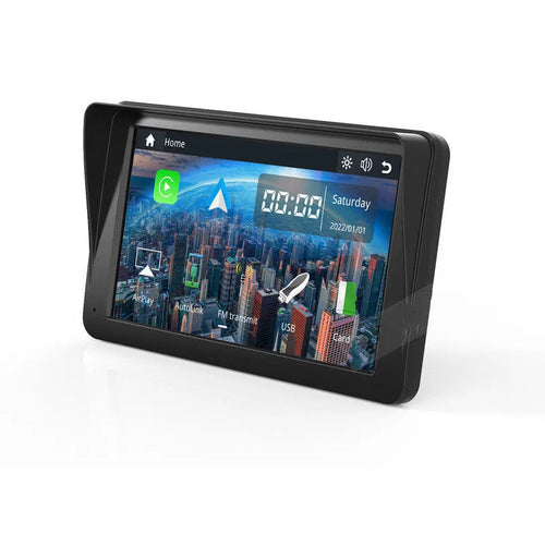 7 inch portable car smart display with retractable bracket showing CarPlay interface on IPS screen