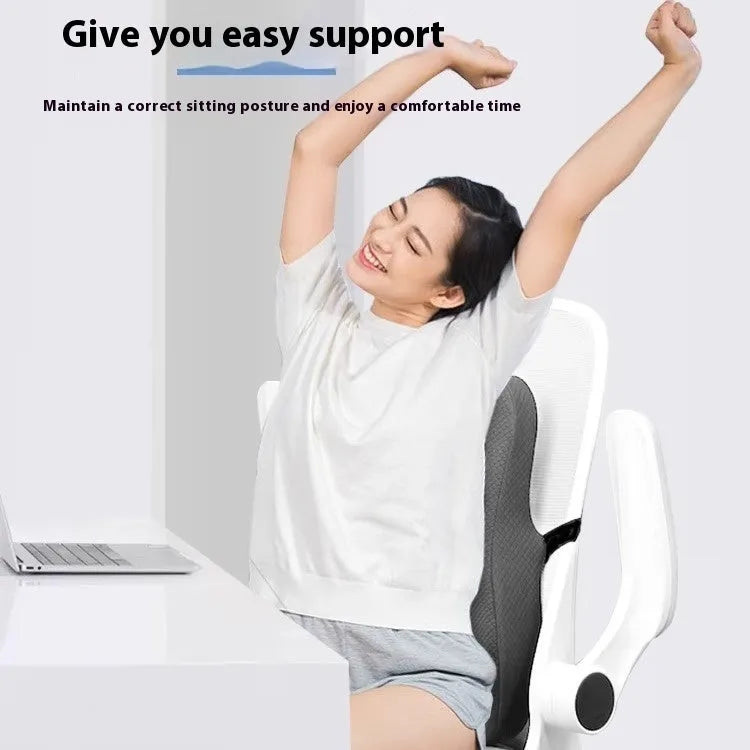 Grey lumbar support cushion for office chairs, size 40x40x8cm