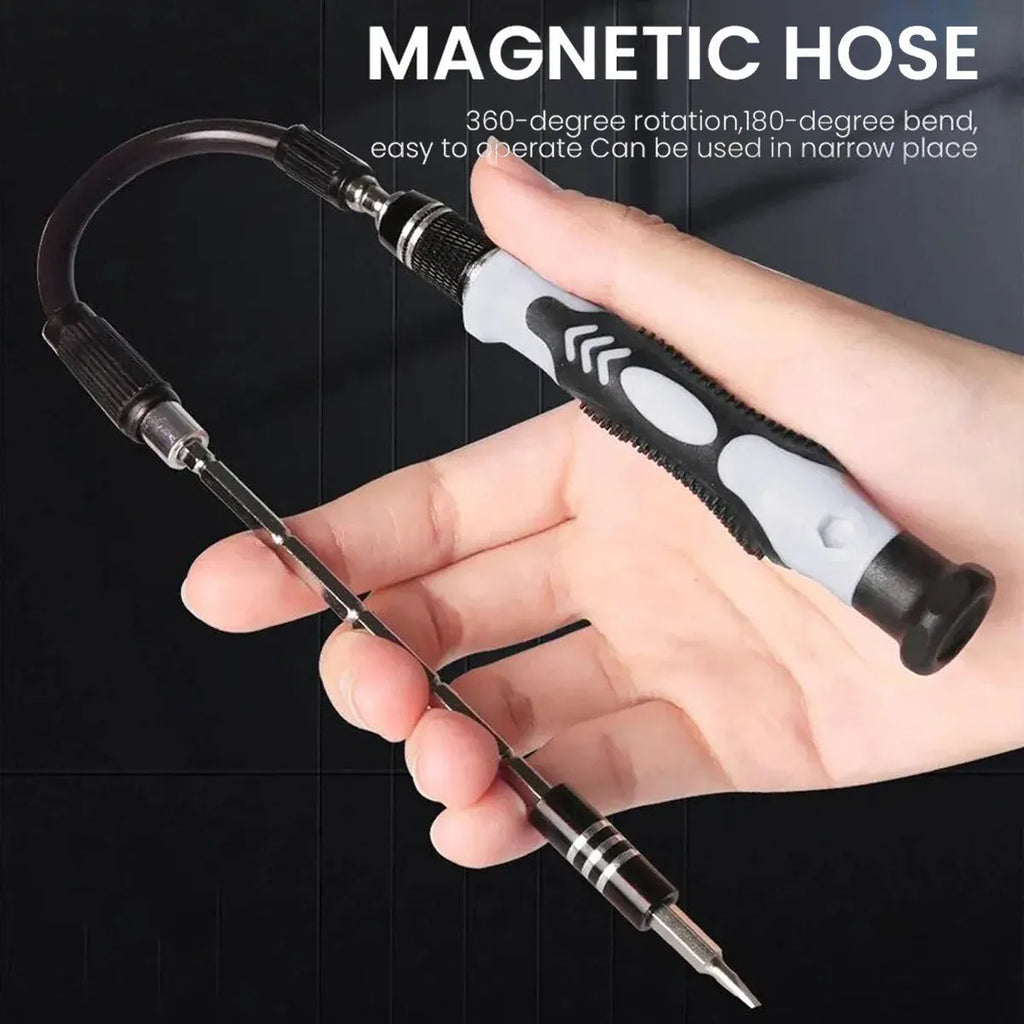 115-in-1 precision screwdriver set with 91 metal bits, magnetic tips, extension bar, and ergonomic handle in a sturdy case