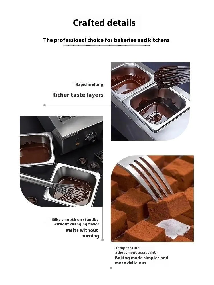 Commercial chocolate melting machine with double pot electric heating system