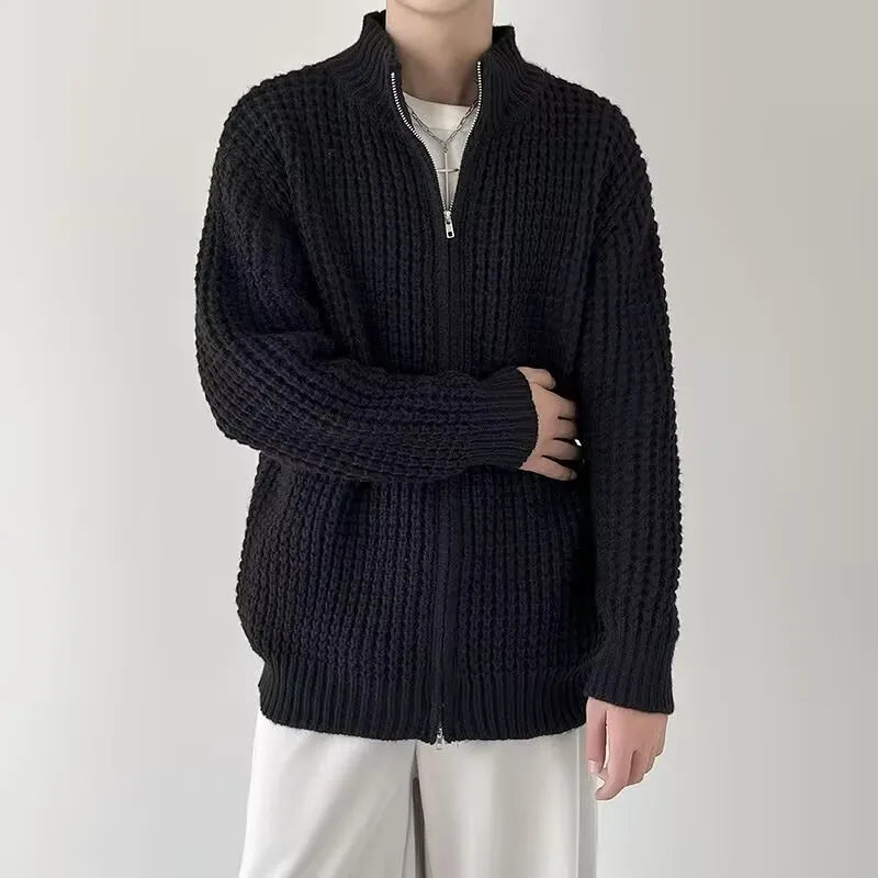 Men's knitwear coat autumn cardigan rabbit hair blend thickened loose fit black white green sizes M 2XL