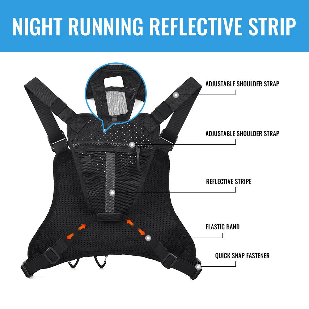 Outdoor sports chest bag in Oxford cloth with vest-style design for cycling