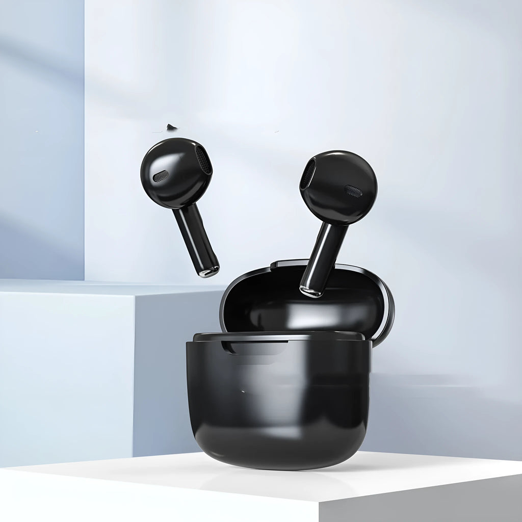 Creative design macaron wireless Bluetooth earphones in white, pink, and black plastic finish
