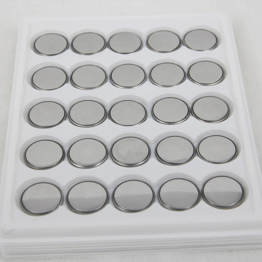 Pack of 3V alkaline button batteries showing CR2032, CR2025, and CR2016 models.