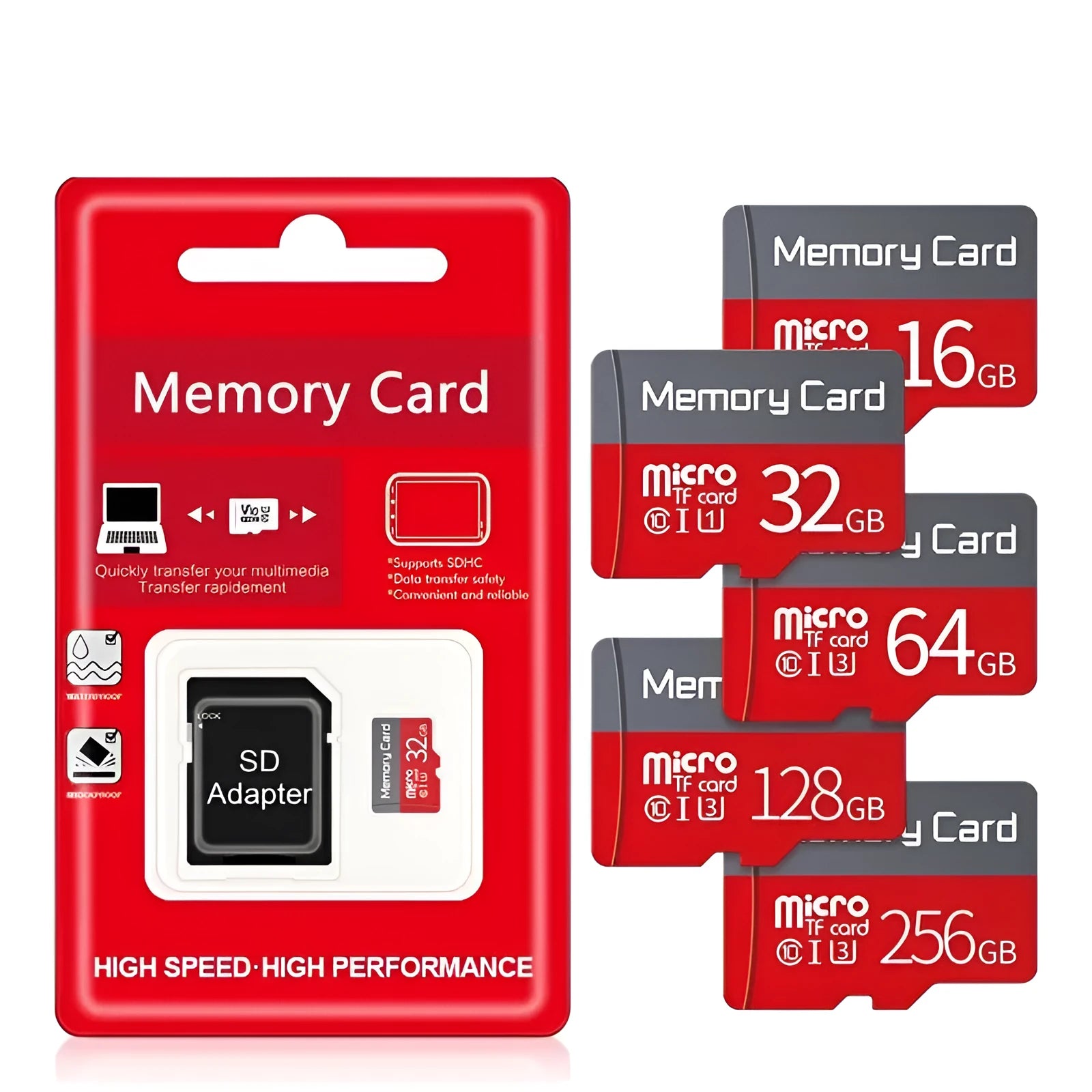TF memory card for CCTV security cameras and dash cams in 128GB, 256GB, or 512GB capacities