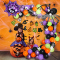 Halloween spider balloon arch decoration set with skull and pumpkin balloons in white and black colours