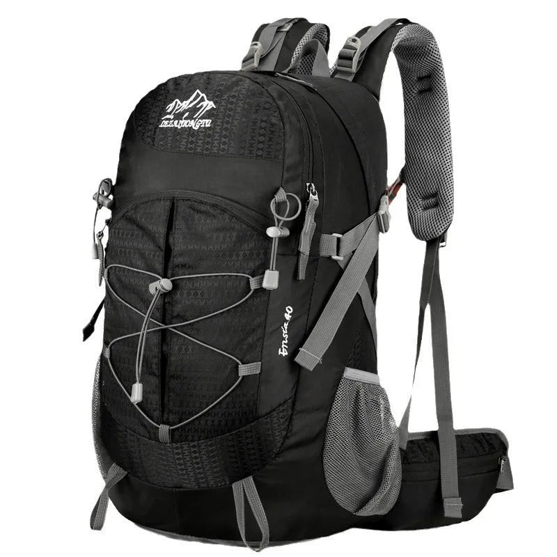 Gray outdoor hiking backpack 20-35L nylon with bracket support and air pillow belt