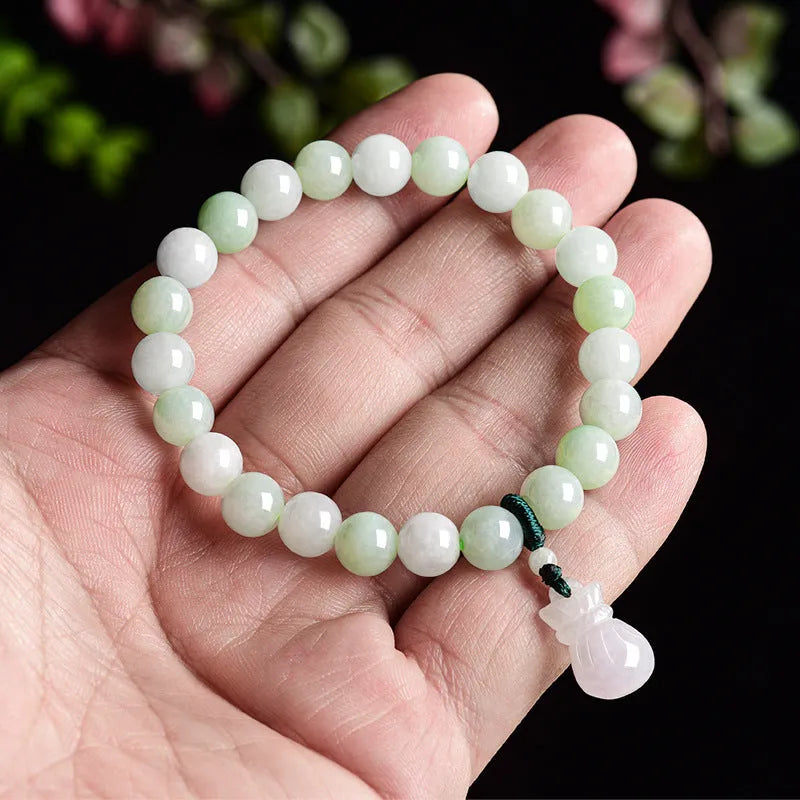 Ice jade colour flower-shaped 8mm bracelet with traditional Chinese national style design