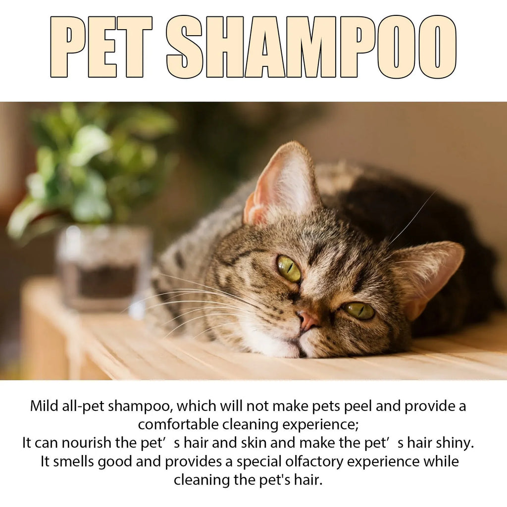 Mild dog shampoo bottle for softening hair and detangling, available in 100ml and 300ml sizes