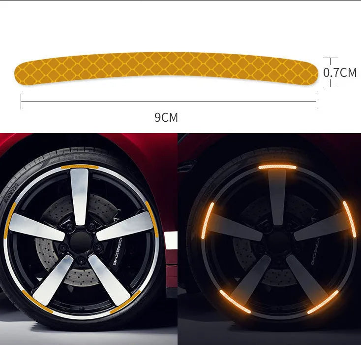 20 pack car wheel hub reflective stickers with arc pattern in various colours including fluorescent and luminous options