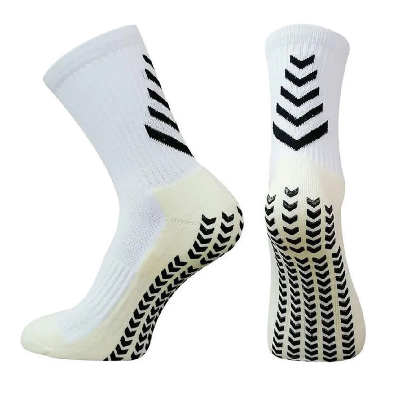 Men's mid-calf athletic socks in arrow colours with geometric patterns and non-slip silicone