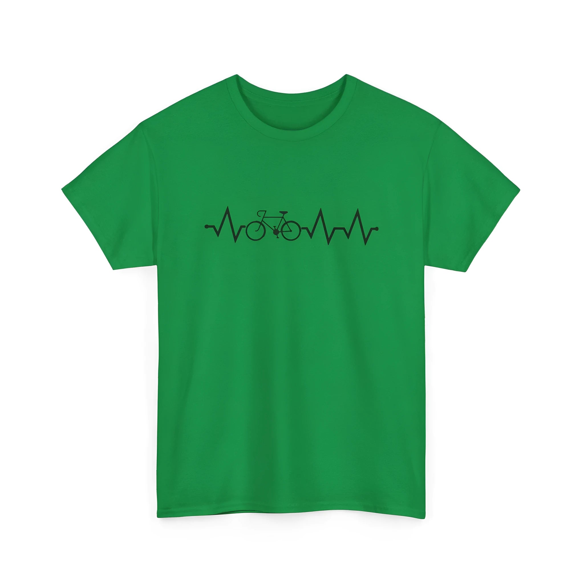 Green cotton short-sleeve top with a creative white letter print on the front.