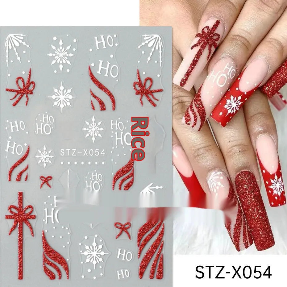 Cartoon nail art stickers sheet with black and silver love heart designs