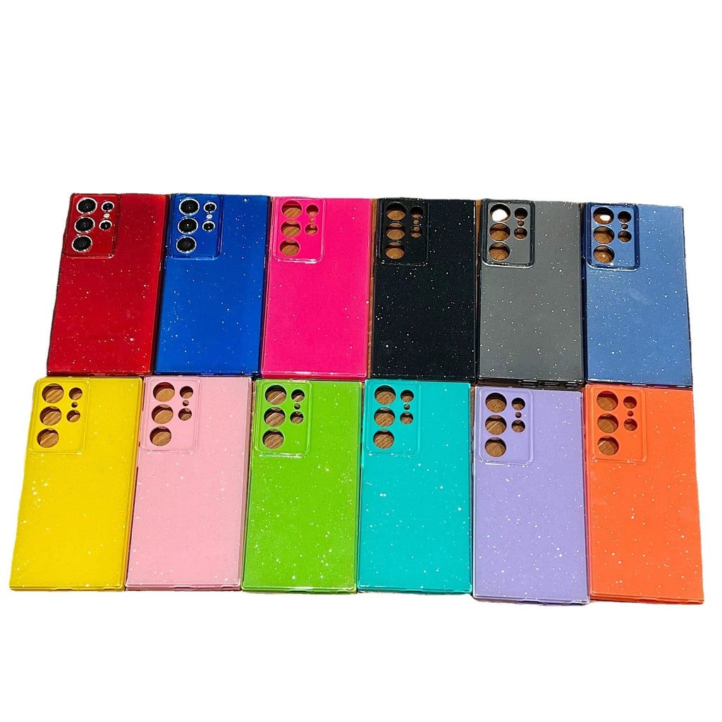 Glitter jelly soft shell phone case for Samsung with shockproof epoxy acrylic back cover in multiple colours