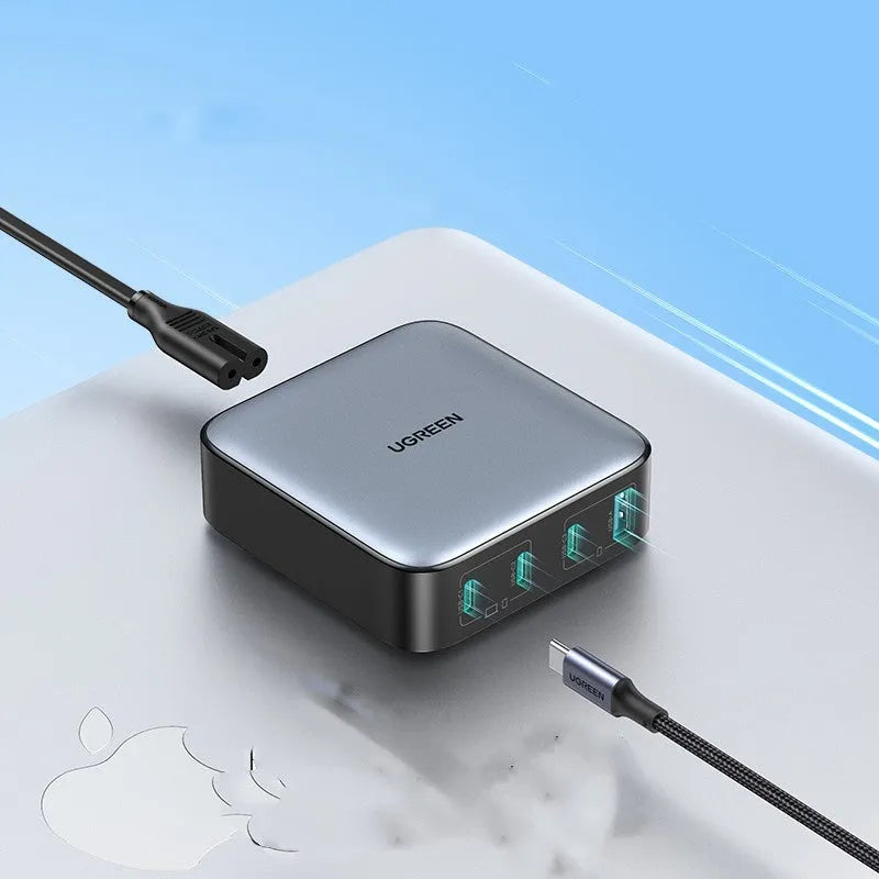 100W GaN fast charger with multiple USB-C ports for laptops and mobile devices