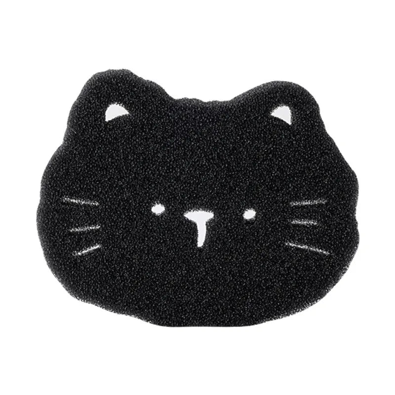 Two black bear-shaped sponge cleaning balls for pet hair removal in laundry