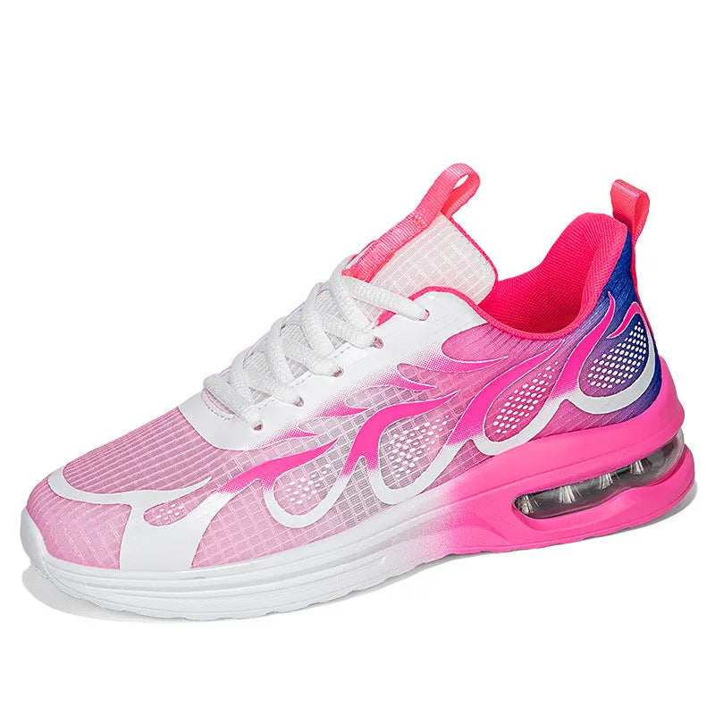 Women's casual sneakers with mesh upper and PU sole in pink, plum red, or moonlight colour.