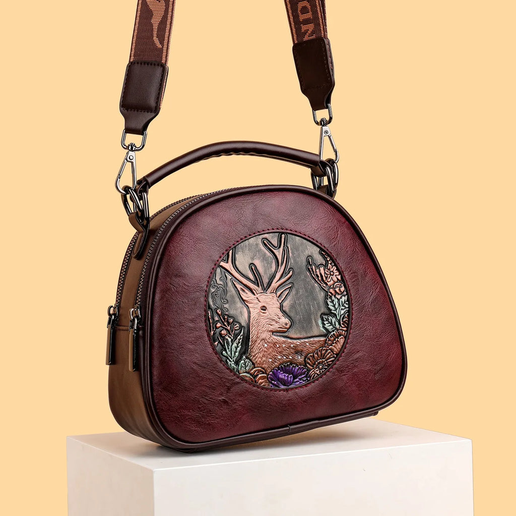 Retro embossing large capacity women's handbag in black with plaid and chain details, PU material, horizontal square shape