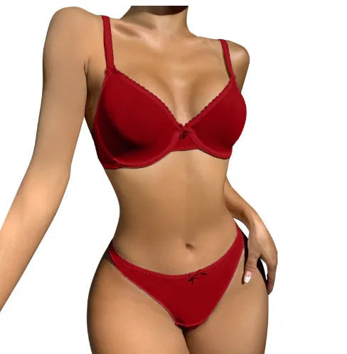 Women's black lace fashion underwear suit, a matching bra and panty three-piece lingerie set.
