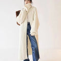 Women's large lapel long cardigan jacket in chenille fabric, average size, available in multiple colours