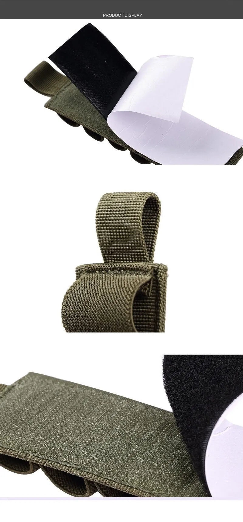 Tactical 6-hole Molle storage sticker in 1000D nylon measuring 5cm by 16.5cm