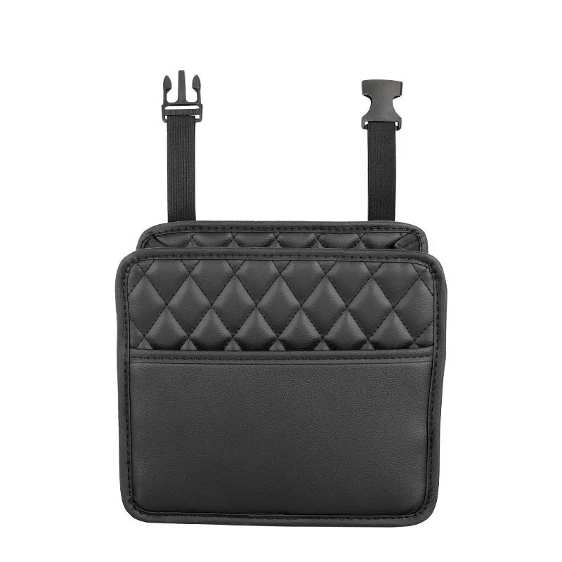 Leather car hanging storage organiser in black pink green white colour options measuring 25x25x8cm