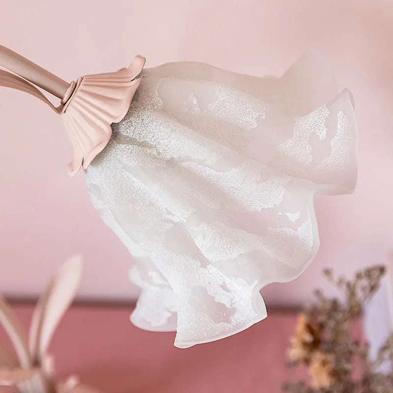 Flower Princess desk lamp with glass shade ceramic flowers pink colour dimmer switch iron body