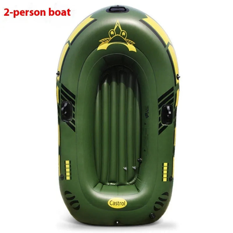 WTY thickened inflatable drifting boat green for 2-3 person outdoor fishing with kayak paddle and pump